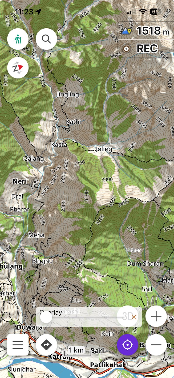 OsmAnd running on my phone during a field recording session